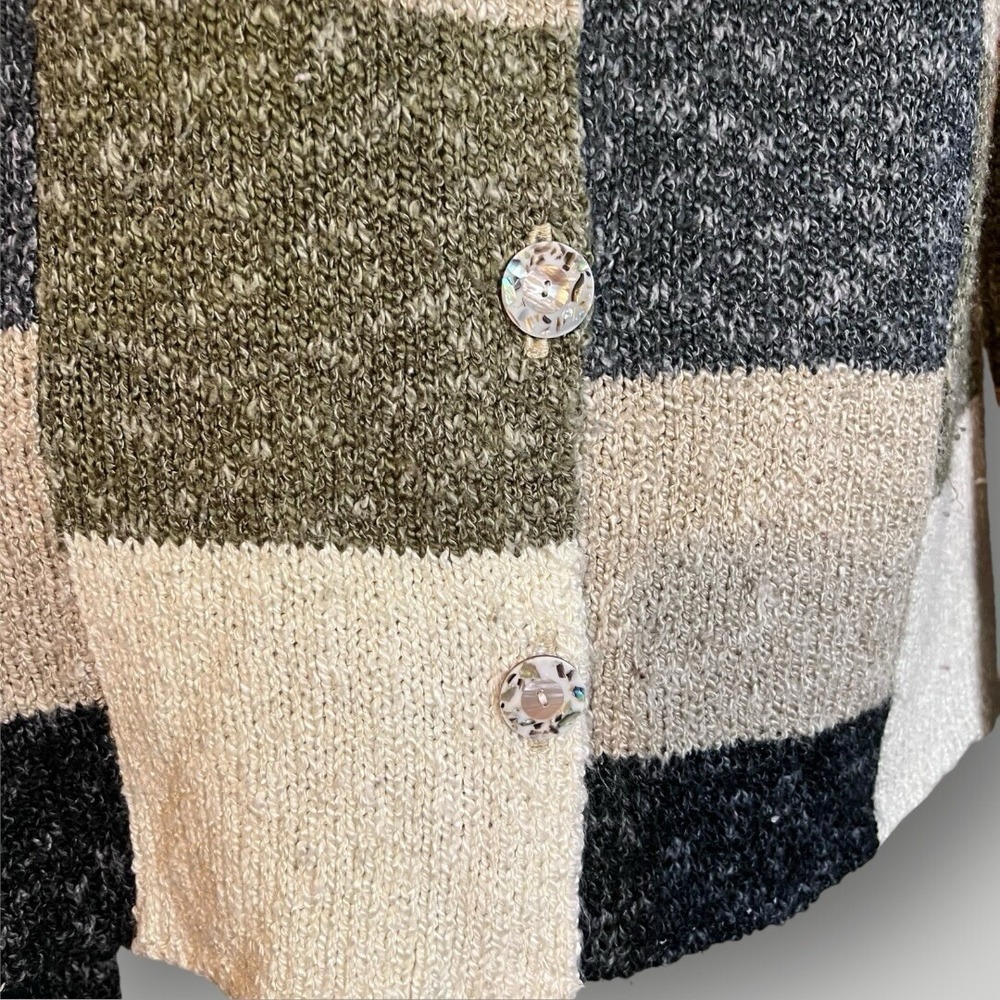 Cardigan Sweater Womens M Button Patchwork Comfy Classic Neutral Vtg Soft Preppy - Picture 4 of 10